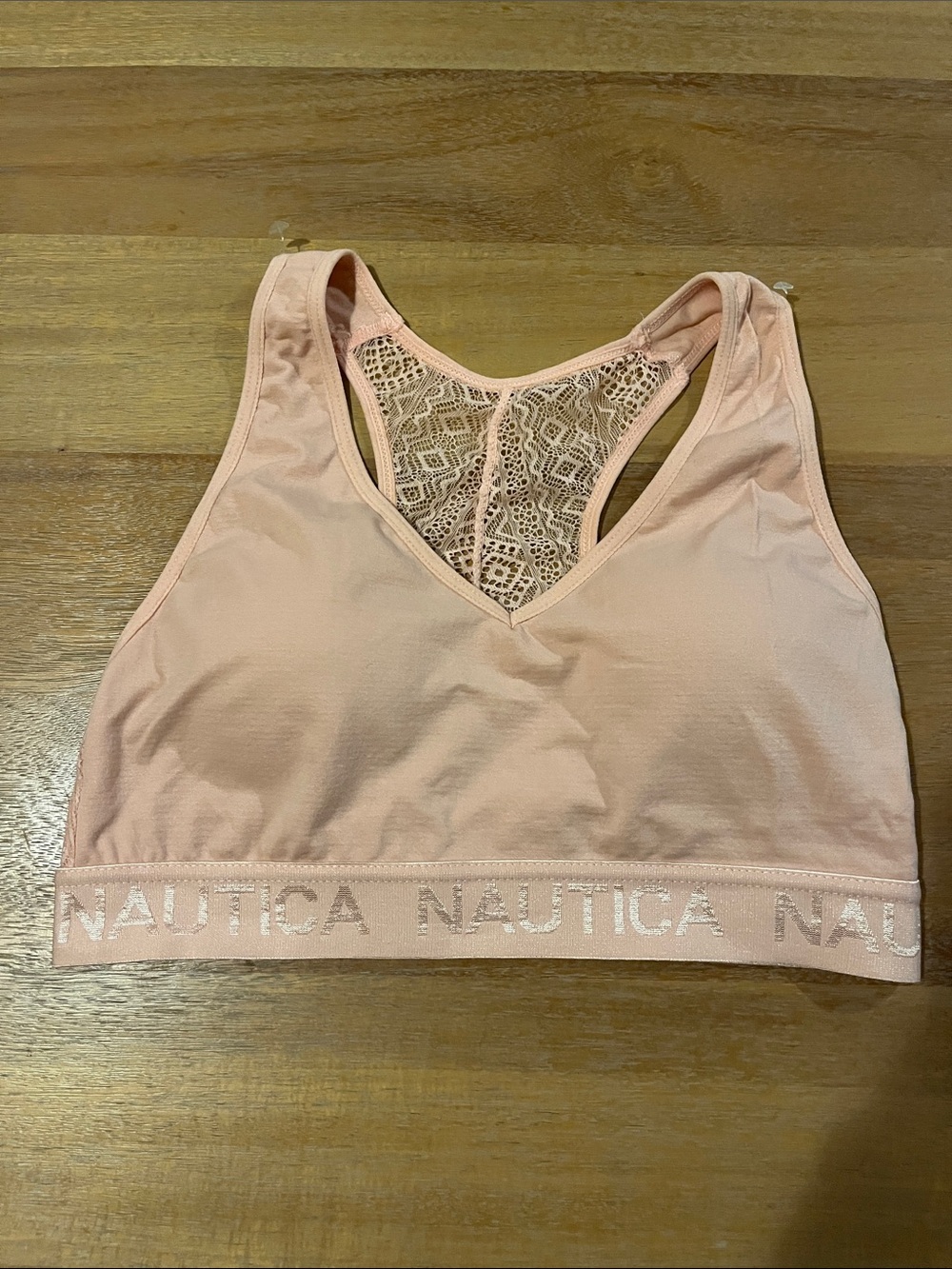 Nautica Light Pink Lace-Back Sports Bralette